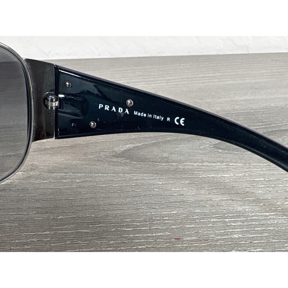 Prada Milano Shield Sunglasses Purple Arms Silver Triangle Logo SPR 57L Italy - Picture 6 of 8